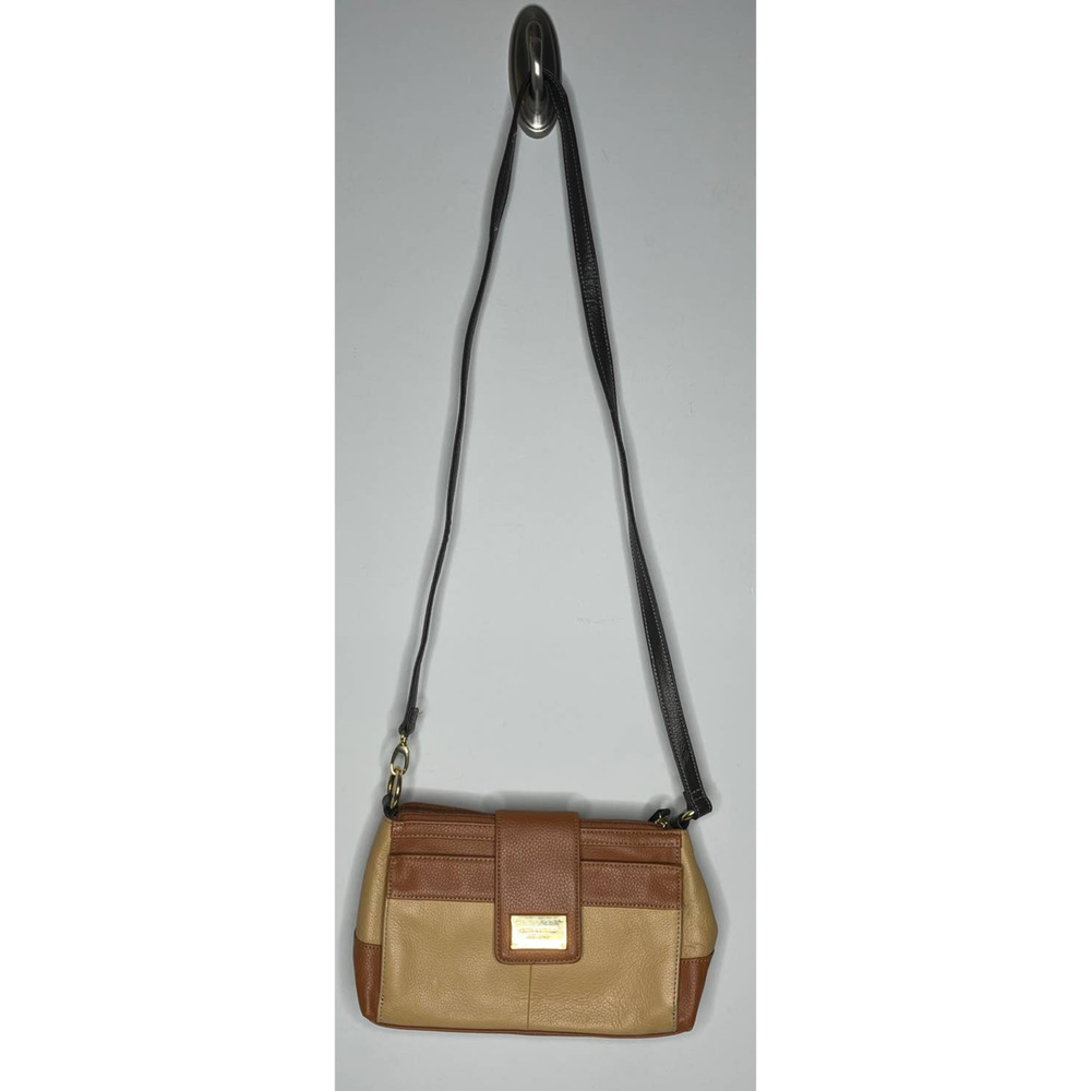 Tiagnello Brown and Tan Leather Crossbody Purse